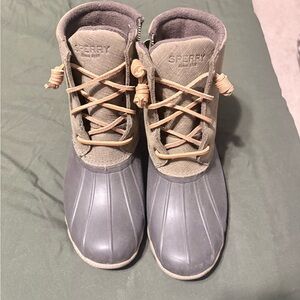 Sperry Gray and Tan Ankle Boots